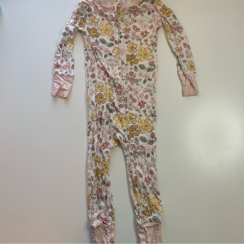 Floral Kids Footie Pajama - Pink and Yellow